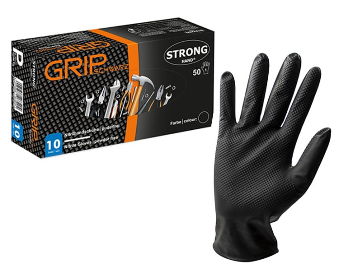Einwegschutzhandschuh Stronghand® 0422 Grip schwarz (Gr. 8)