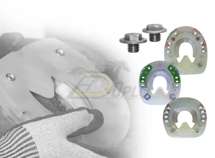 Horseshoe with Integrated Screw Threads for Anti-Slide Studs — Duplo