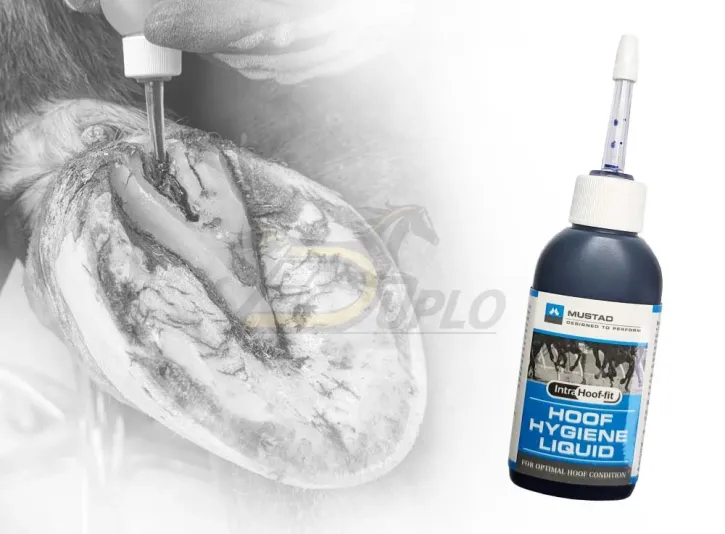 Higiene del casco con el Hoof Hygiene Liquid de Mustad (botella de 50ml)