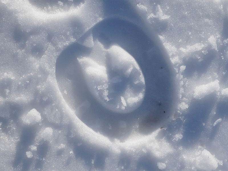 Huella de casco en la nieve