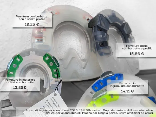 Confronto prezzi: diversi ferri compositi e i loro prezzi lordi di listino dopo lo sconto online per clienti abituali.