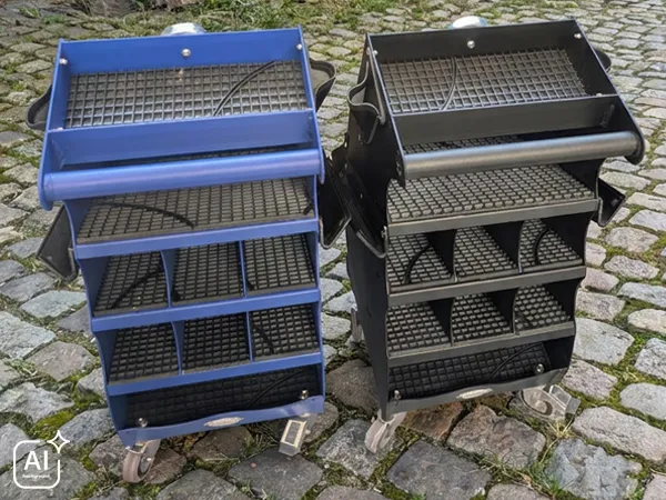 La suddivisione ben studiata del carrello porta attrezzi Blacksmith con 3 ripiani offre molto spazio e facilita l’ordine.