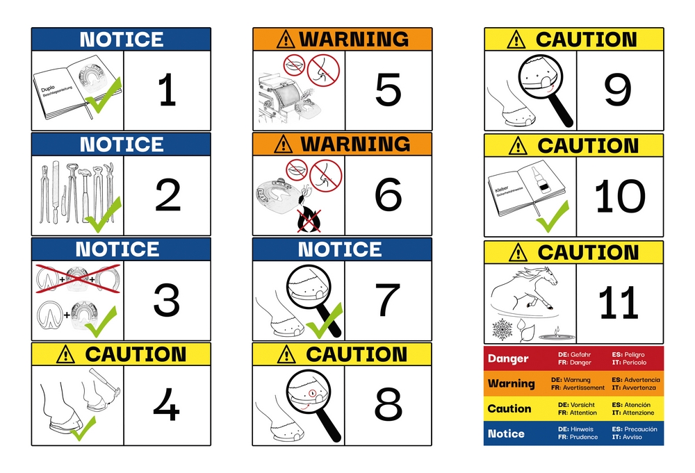 safety instructions for innovative composite horse shoes