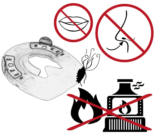 Ein angebrannter Duplo-Beschlag. Der Beschlag darf weder an der offenen Flamme noch im Schmiedeofen erhitzt werden. Eventuell entstehender Rauch darf nicht eingeatmet werden