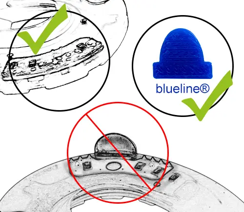 Nutzen Sie keinen Beschlag mit Seitenkappen aus Metall mit dem Sole Relief Pad.