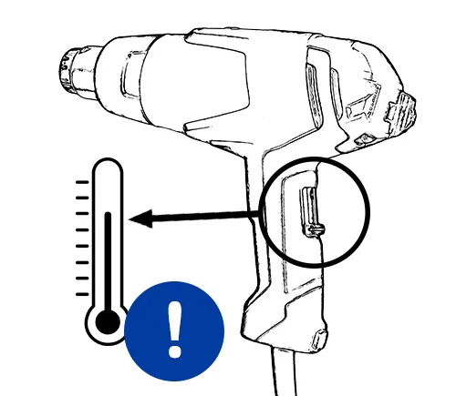 The temperature of the hot air device must always be set correctly. It must be adjusted to the products being welded together.