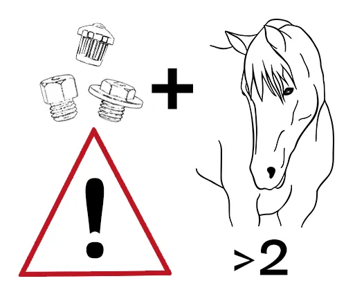 Warnung, wenn Stollen in der Herde verwendet werden steigt das Verletzungsrisiko. 