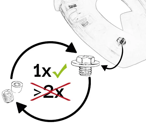 Ein Duplo-Beschlag ohne Metallkern im Trachtenbereich. Der Wechsel vom Verschlusstopfen zum Gleitschutz-Stollen oder umgekehrt ist genau einmal möglich. Mehrfaches Wechseln ist nicht möglich.