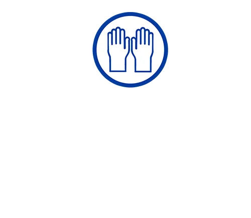 Das Symbol kennzeichnet empfohlene Schutzausrüstung: Handschutz sollten getragen werden.