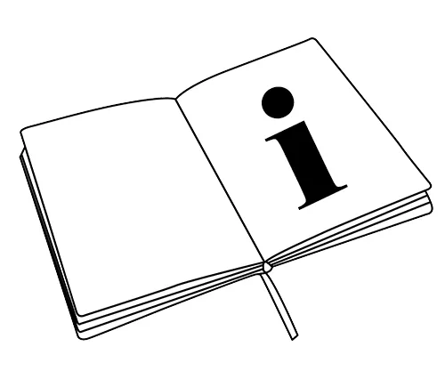 Ein offenes Buch mit einem Infozeichen – als Hinweis auf Sicherheitsinformationen und Anwendungsanleitungen