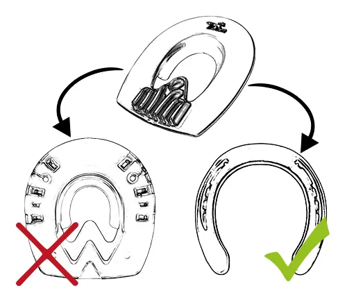 Die Kunststoff-Einlegesohle „Protective Insole“ kann nicht mit einem Duplo-Beschlag kombiniert werden. Sie ist nur für ein konventionelles Hufeisen geeignet