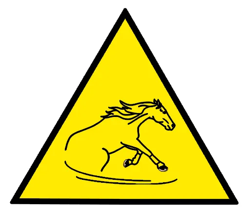 Warnung: Rutschgefahr als Hinweis dafür, dass gebrauchte Beschläge ein anderes Rutschverhalten haben wie neue Beschläge