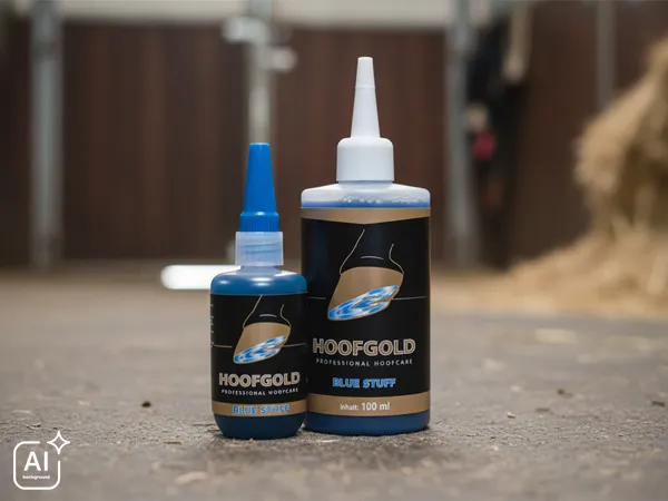 BlueStuff von HOOFGOLD ist in zwei praktischen Größen mit 50ml oder 100ml erhältlich.