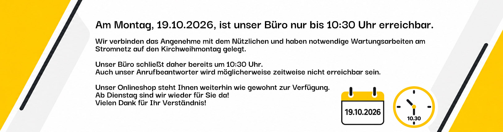 Montag 19.10. ab 10.30 geschlossen