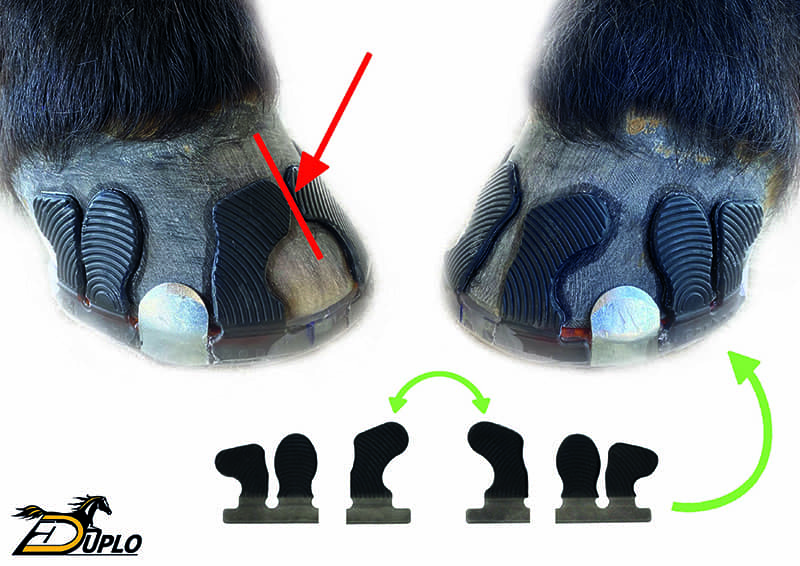 Aplicación de las lengüetas de pegar Wolf Busch con herraduras compuestas Duplo con pestañas laterales