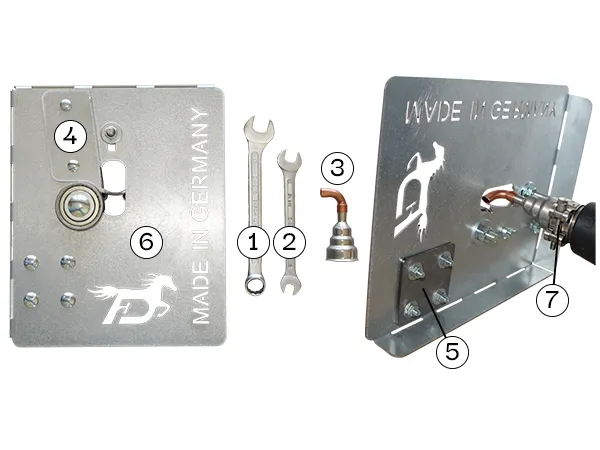 Contenu du dispositif de soudage Mini: clé à fourche, clé à fourche double, buse de réduction et embout spécial en cuivre, plaque à souder