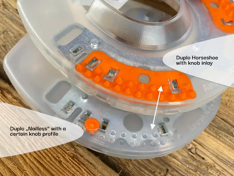 Difference between a regular horseshoe with knob inlay and a Nailless