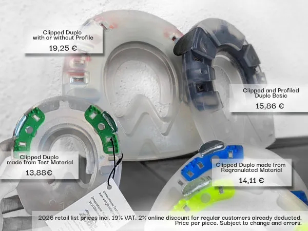 Comparison of prices for different composite horseshoes with online discount included.