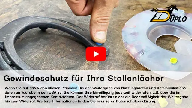 traditionelles und alternatives Hufeisen mit Verschlussstopfen als Gewindeschutz